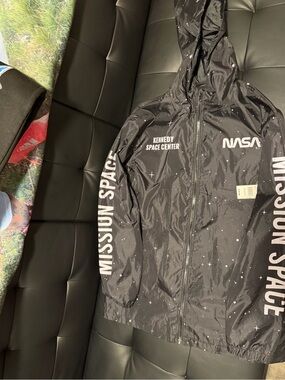 NASA Kennedy Space Center Black Hooded Windbreaker